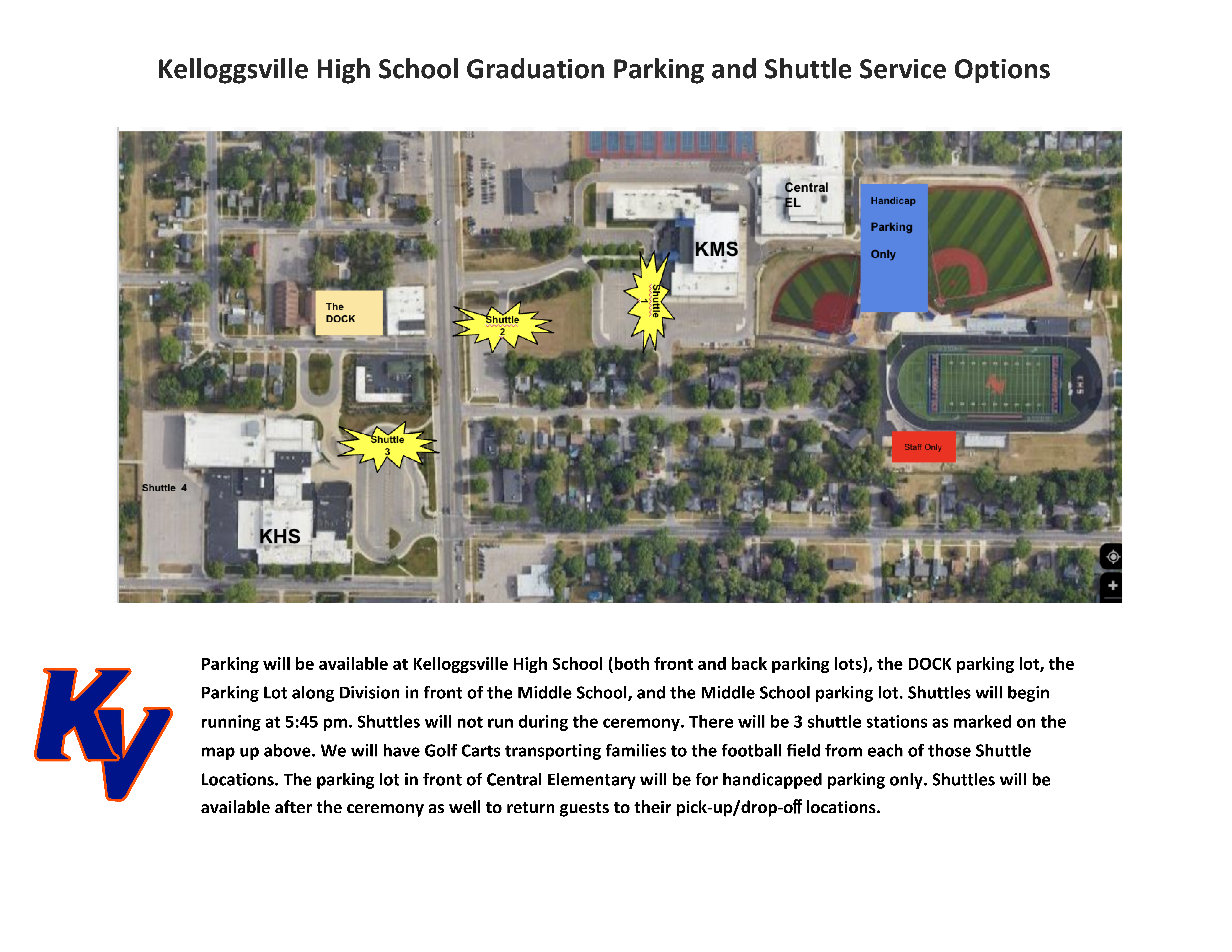 Map of Kelloggsville High School graduation parking