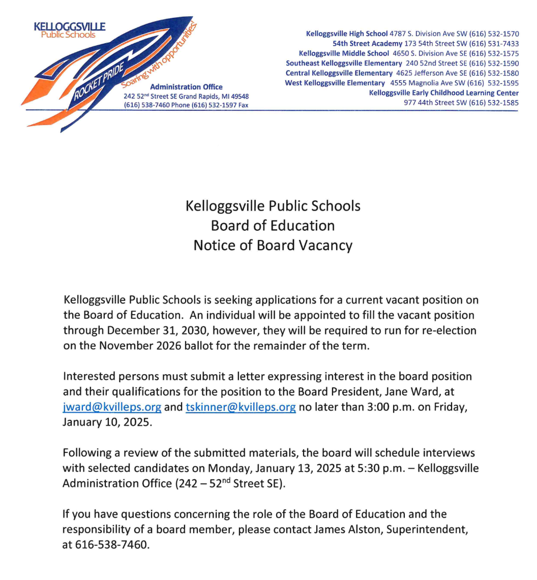 BOE Notice of Board Vacancy